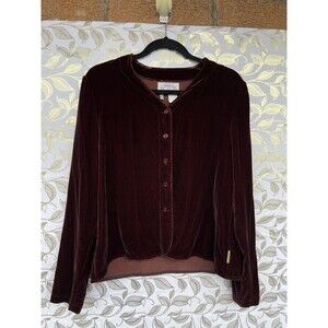Vintage Armani Jeans Silk Blend Velvet Cardigan Top - Espresso Brown - 90s Whims